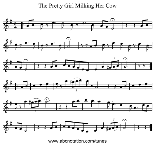 The Pretty Girl Milking Her Cow - staff notation