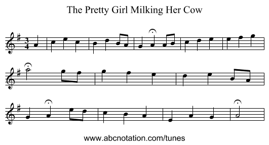 The Pretty Girl Milking Her Cow - staff notation