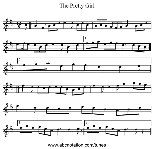 The Pretty Girl - staff notation