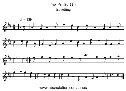 The Pretty Girl - staff notation