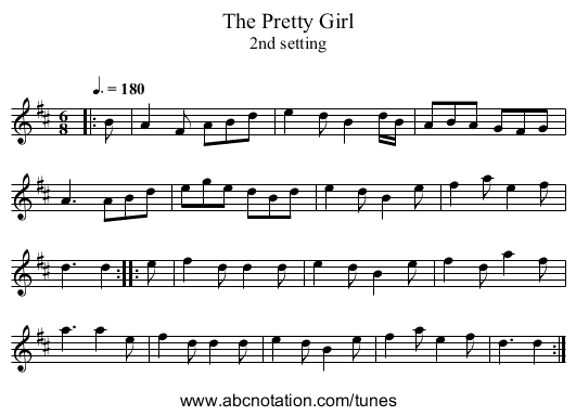 The Pretty Girl - staff notation