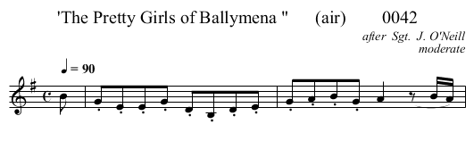 'The Pretty Girls of Ballymena       (air)        0042 - staff notation