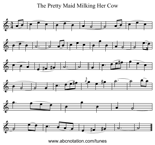 The Pretty Maid Milking Her Cow - staff notation