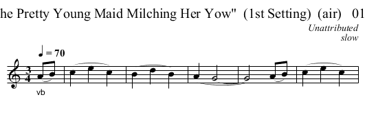 The Pretty Young Maid Milching Her Yow  (1st Setting)  (air)   0102 - staff notation
