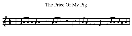 The Price Of My Pig - staff notation