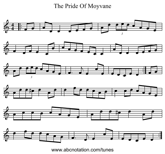 The Pride Of Moyvane - staff notation