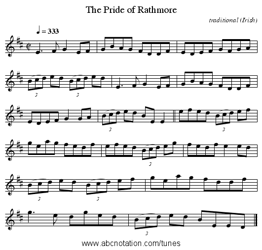 The Pride of Rathmore - staff notation