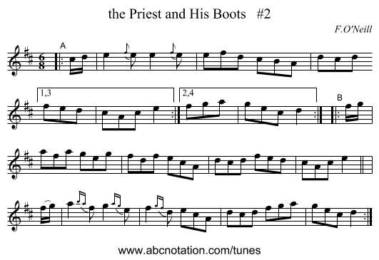 the Priest and His Boots   #2 - staff notation