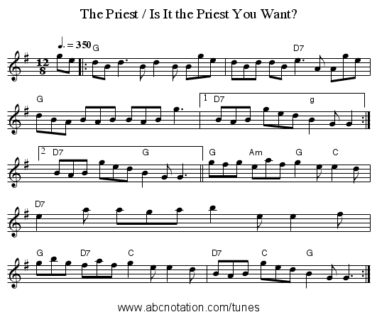 The Priest / Is It the Priest You Want? - staff notation