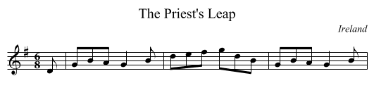 The Priest's Leap - staff notation