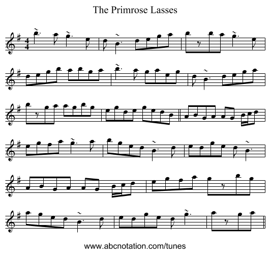 The Primrose Lasses - staff notation