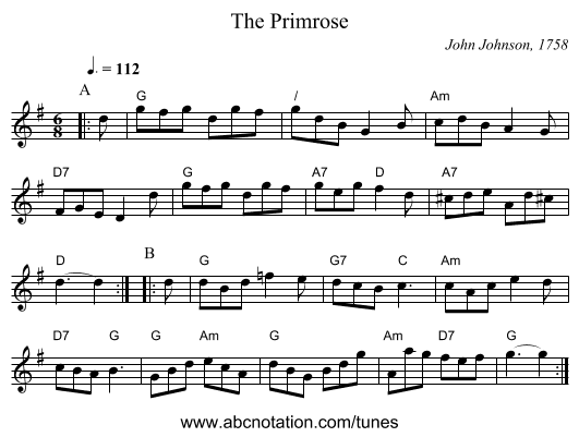 The Primrose - staff notation