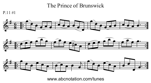 The Prince of Brunswick - staff notation