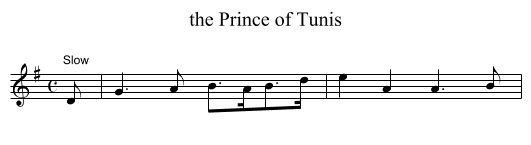 the Prince of Tunis - staff notation