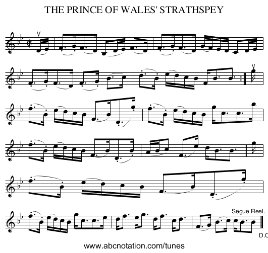 THE PRINCE OF WALES' STRATHSPEY - staff notation