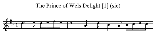 The Prince of Wels Delight [1] (sic) - staff notation