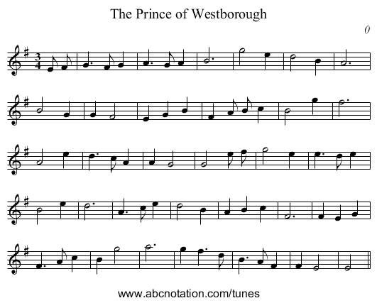 The Prince of Westborough - staff notation