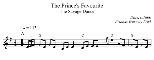 The Prince's Favourite - staff notation