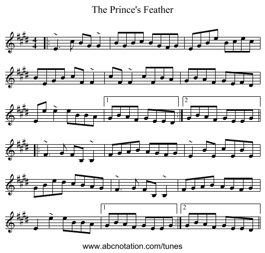 The Prince's Feather - staff notation