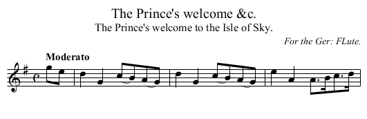 The Prince's welcome &c. - staff notation