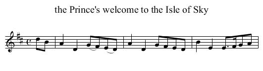 the Prince's welcome to the Isle of Sky - staff notation