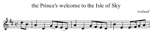 the Prince's welcome to the Isle of Sky - staff notation