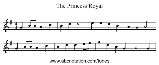 The Princess Royal - staff notation