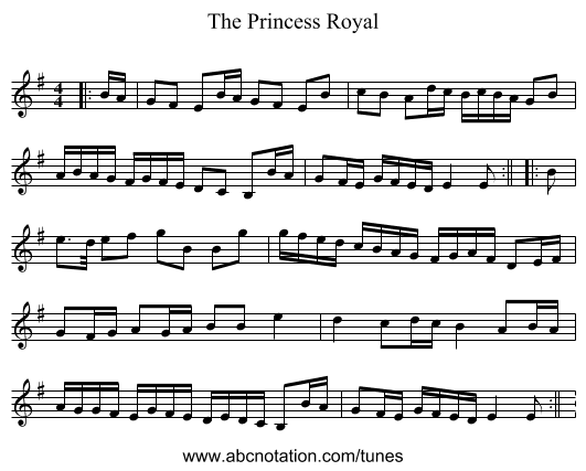 The Princess Royal - staff notation