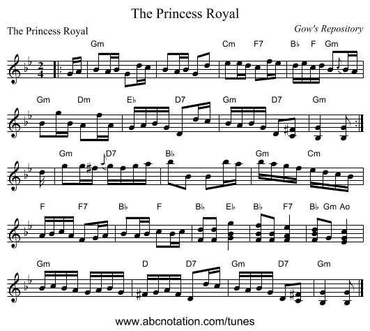 The Princess Royal - staff notation
