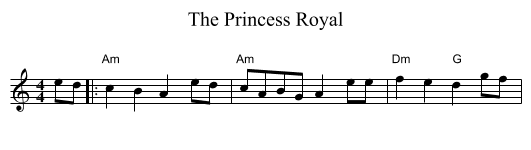 The Princess Royal - staff notation