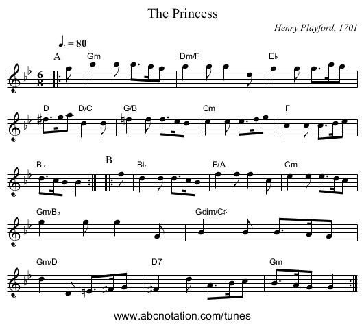 The Princess - staff notation