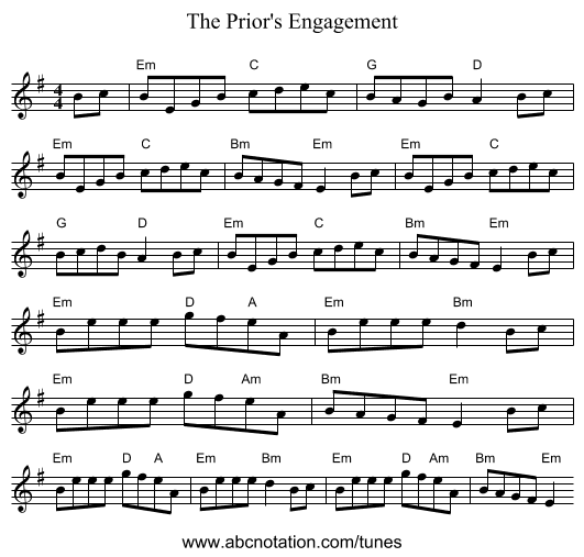 The Prior's Engagement - staff notation