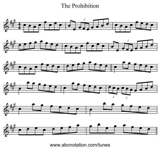The Prohibition - staff notation