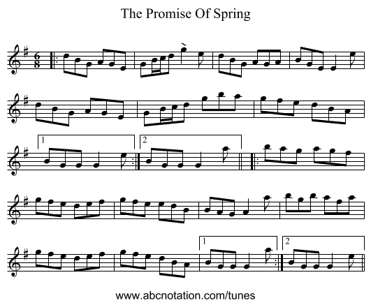 The Promise Of Spring - staff notation