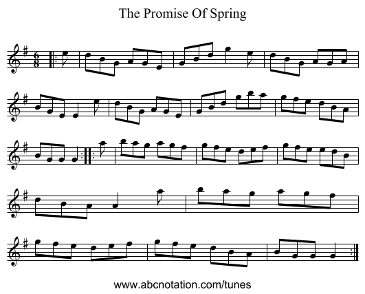 The Promise Of Spring - staff notation