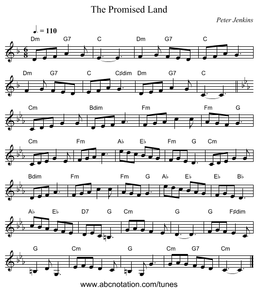 The Promised Land - staff notation