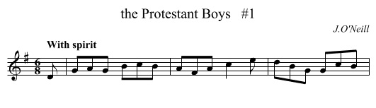 the Protestant Boys   #1 - staff notation