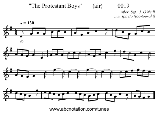 The Protestant Boys (air) 0019 - staff notation