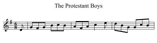 The Protestant Boys - staff notation
