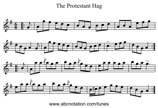 The Protestant Hag - staff notation