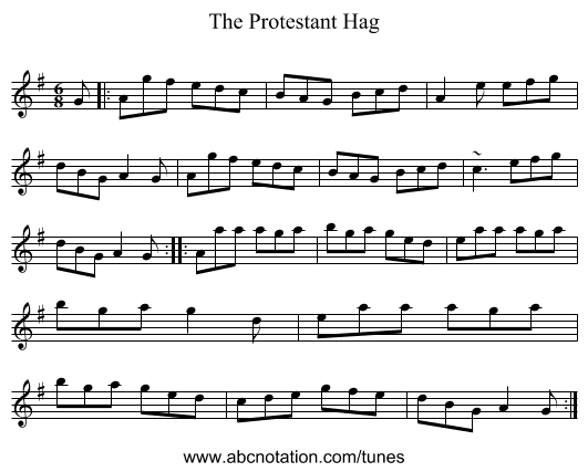 The Protestant Hag - staff notation