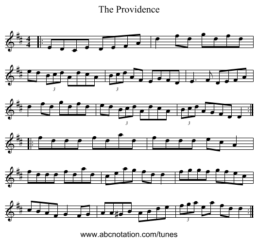 The Providence - staff notation