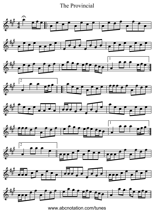 The Provincial - staff notation