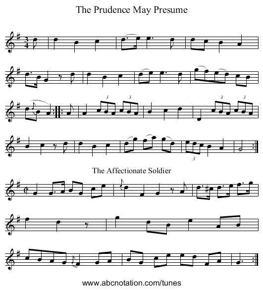 The Prudence May Presume - staff notation