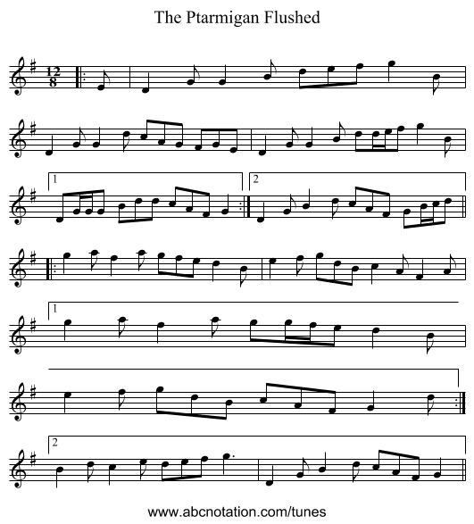 The Ptarmigan Flushed - staff notation