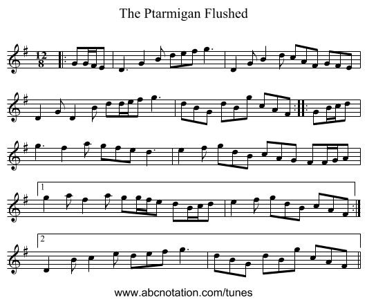 The Ptarmigan Flushed - staff notation