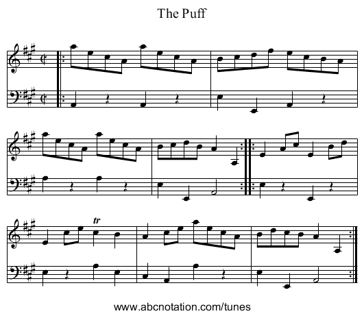 The Puff - staff notation