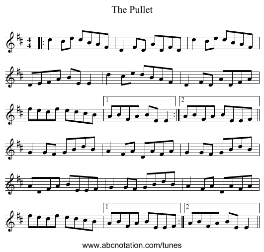 The Pullet - staff notation