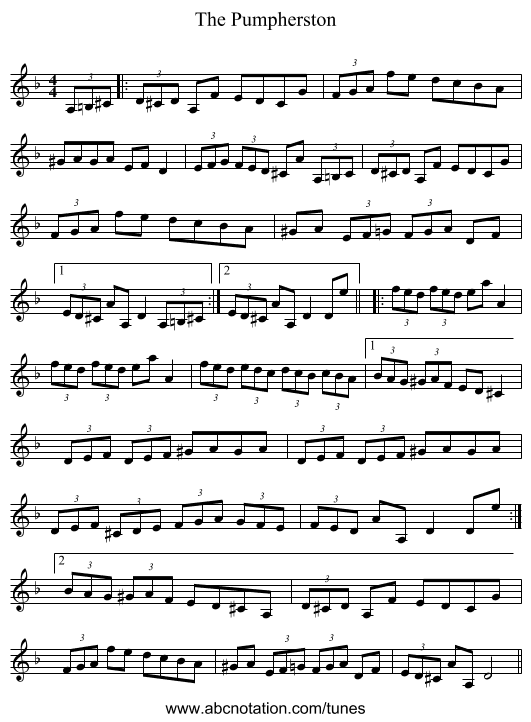 The Pumpherston - staff notation