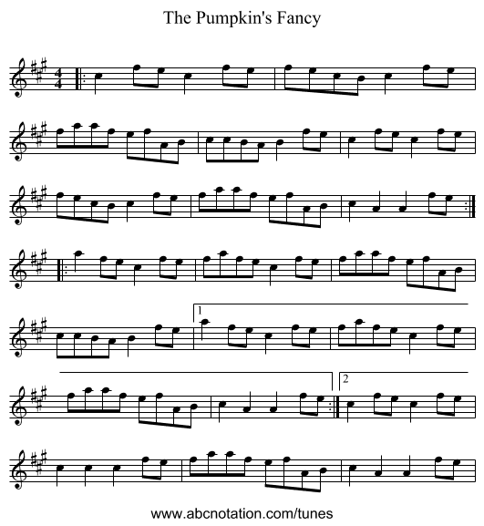 The Pumpkin's Fancy - staff notation